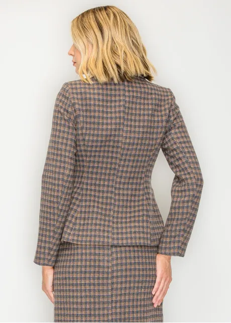 Long Sleeve Plaid Jacket with Flap Pockets
