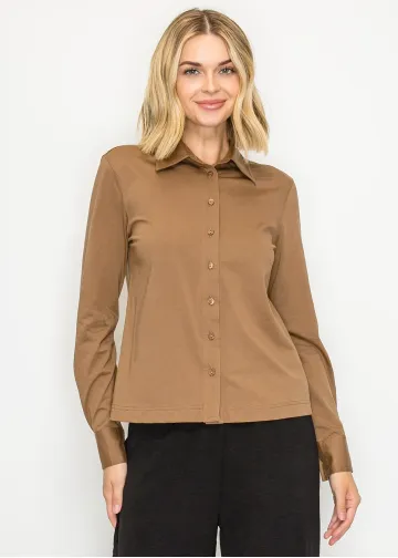 Soft Collared Shirt, Camel Brown