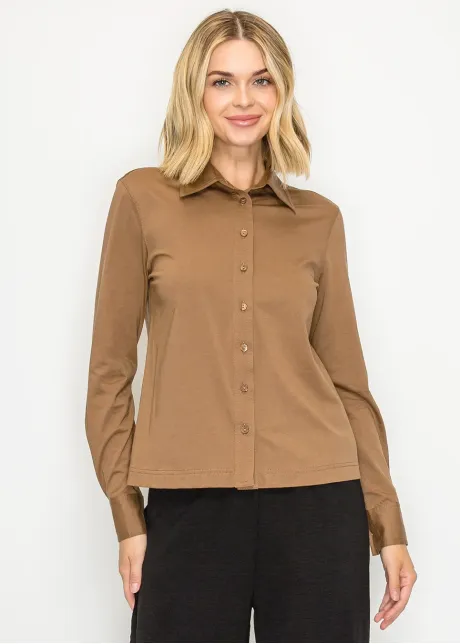 Soft Collared Shirt, Camel Brown