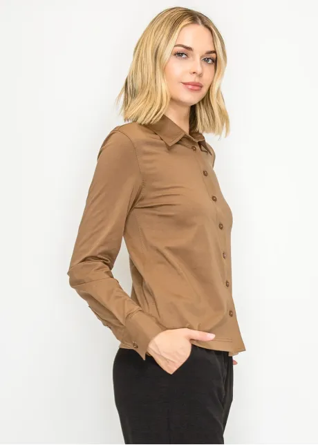 Soft Collared Shirt, Camel Brown