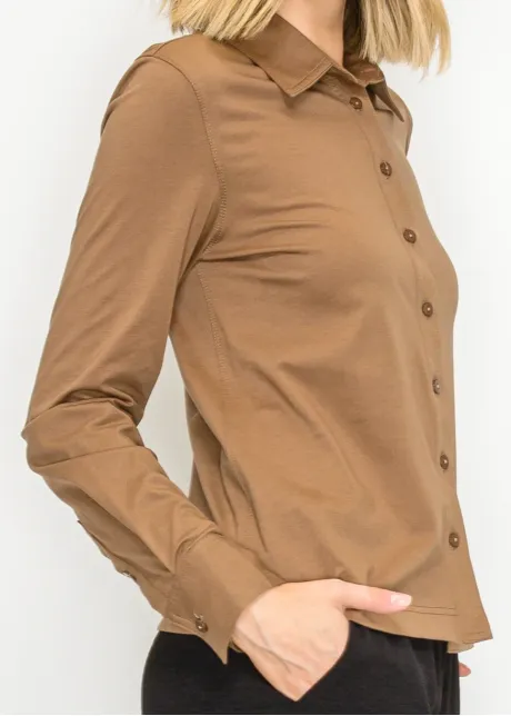 Soft Collared Shirt, Camel Brown