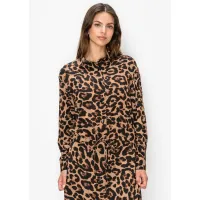 Brown Cheetah Shirt with Tie Waist
