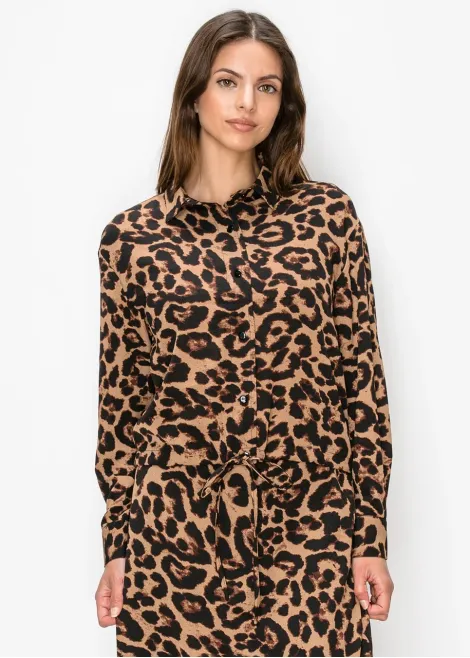 Brown Cheetah Shirt with Tie Waist