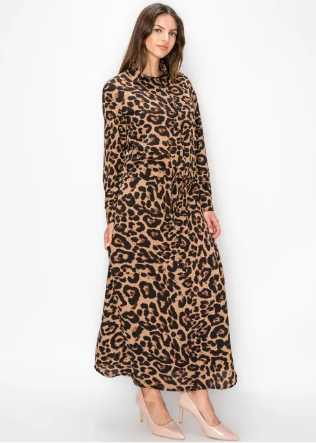 Brown Cheetah Shirt with Tie Waist