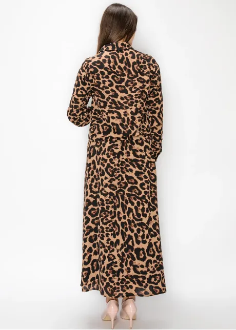 Brown Cheetah Shirt with Tie Waist