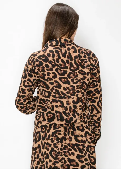 Brown Cheetah Shirt with Tie Waist