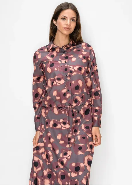 Floral Print Blouse with Drawstring Hem