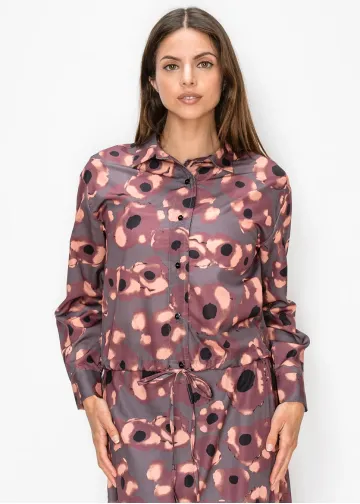 Floral Print Blouse with Drawstring Hem