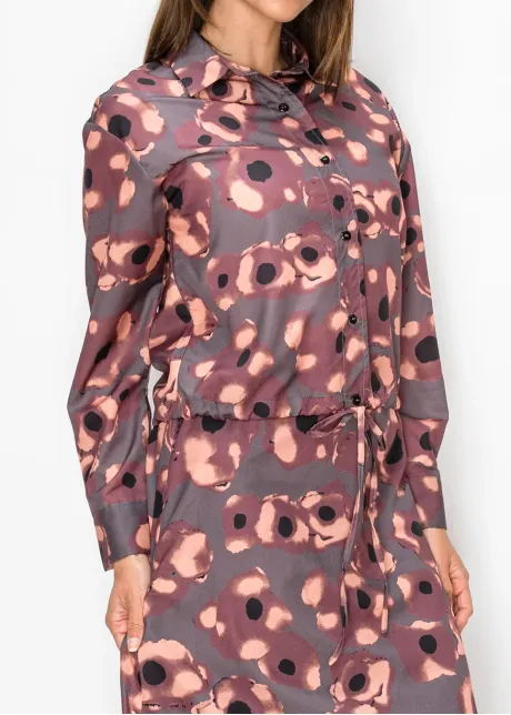 Floral Print Blouse with Drawstring Hem