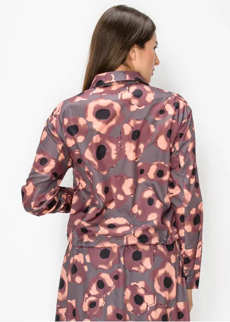 Floral Print Blouse with Drawstring Hem