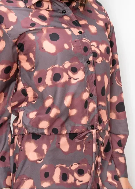 Floral Print Blouse with Drawstring Hem