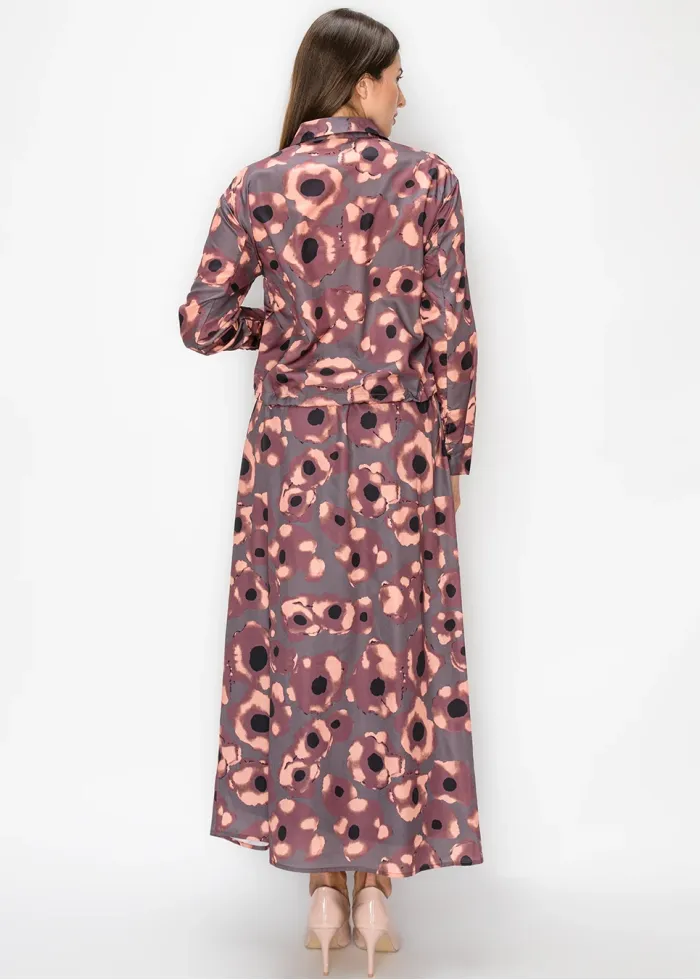 Floral Print Blouse with Drawstring Hem
