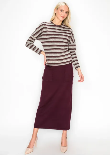 Burgundy Striped Long Sleeve Top