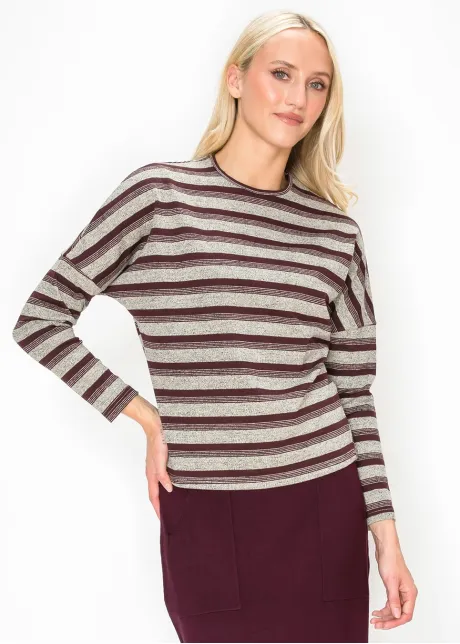 Burgundy Striped Long Sleeve Top