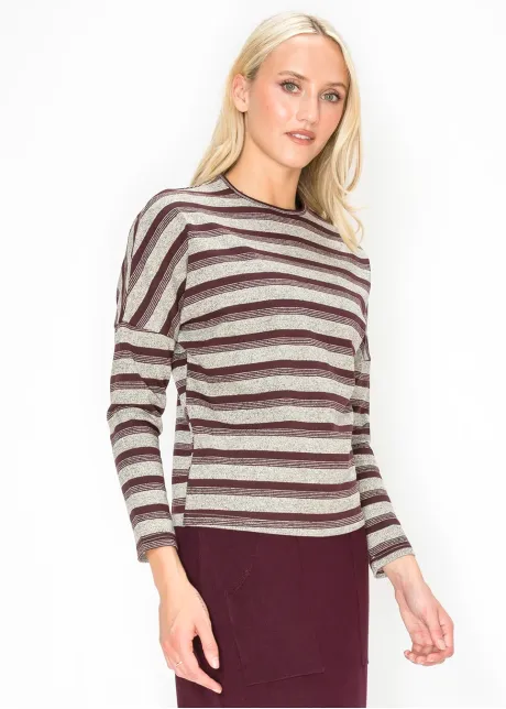 Burgundy Striped Long Sleeve Top