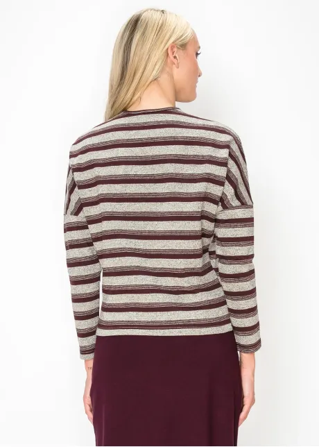 Burgundy Striped Long Sleeve Top