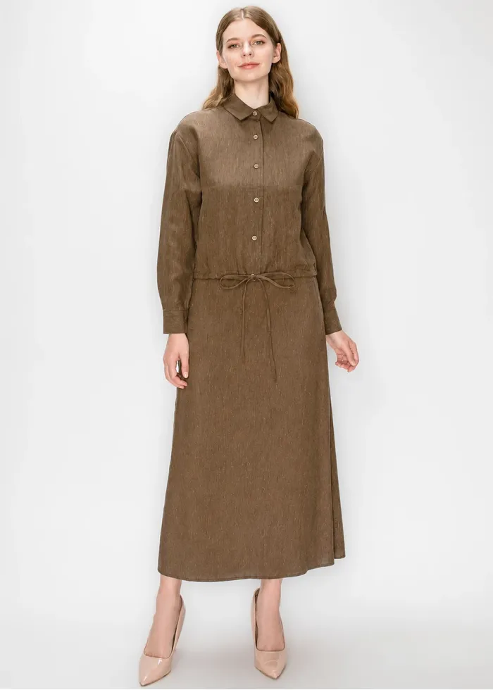 Heathered Brown Blouse and Skirt Set