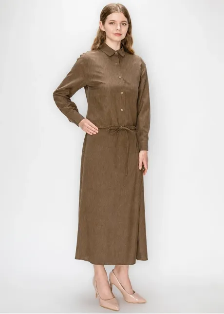 Button Front Blouse in Heathered Brown
