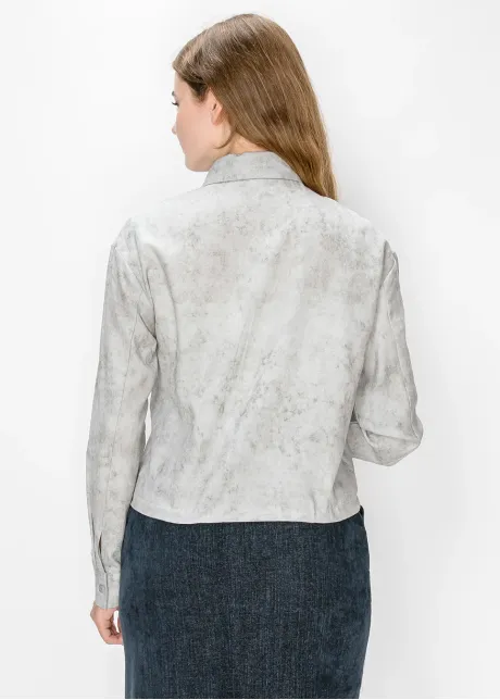 Grey Marbled Shirt with Drawstring Hem