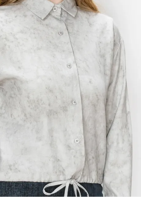 Grey Marbled Shirt with Drawstring Hem
