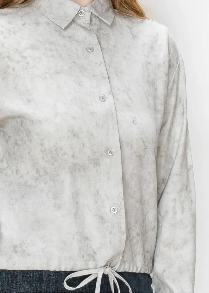 Grey Marbled Shirt with Drawstring Hem