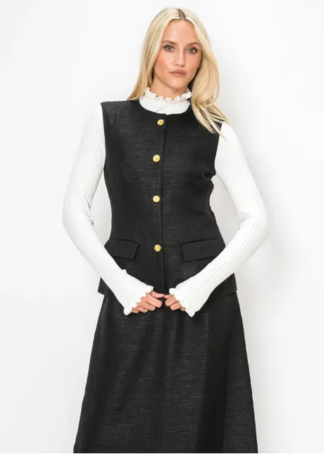 Black Vest with Gold Buttons
