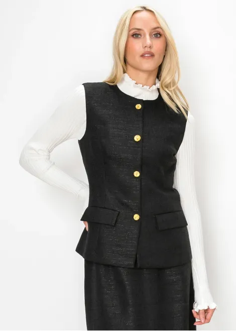 Black Vest with Gold Buttons