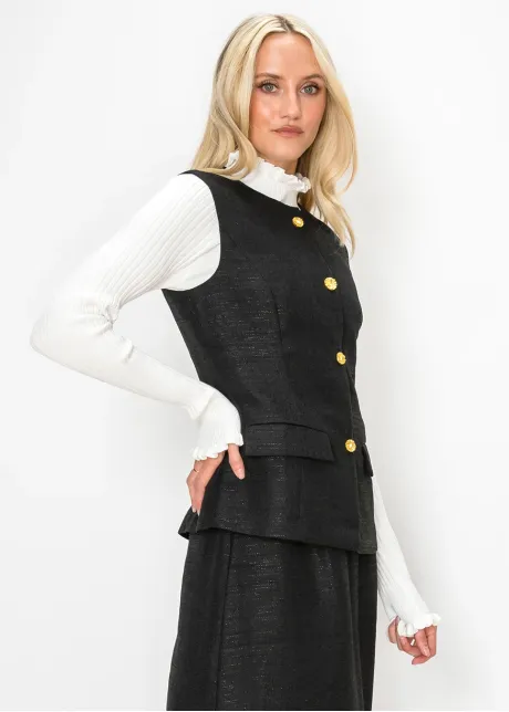 Black Vest with Gold Buttons