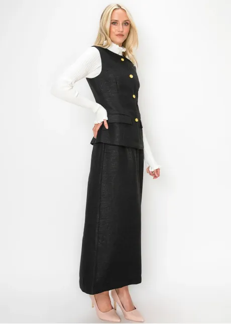 Black Vest with Gold Buttons