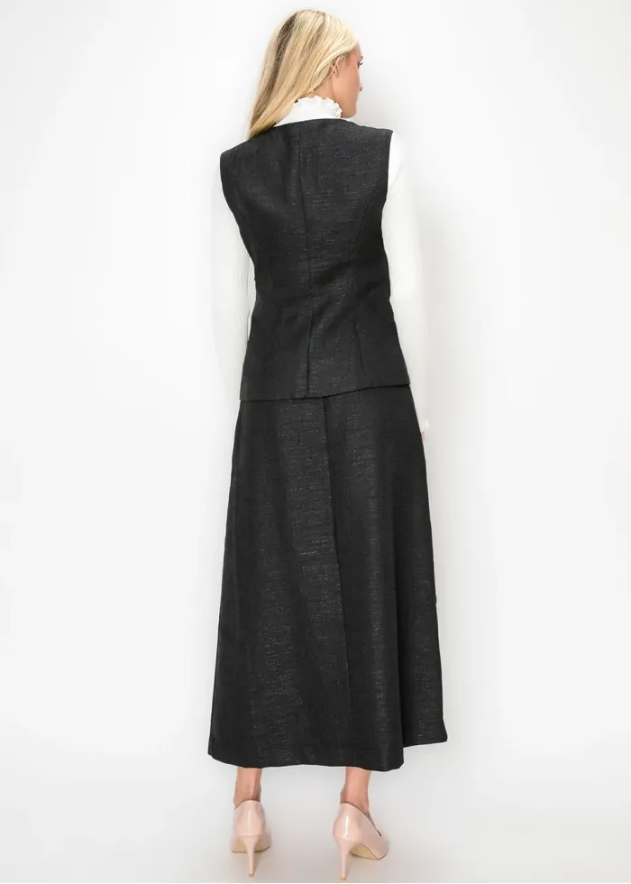 Black Structured Vest and Skirt Set
