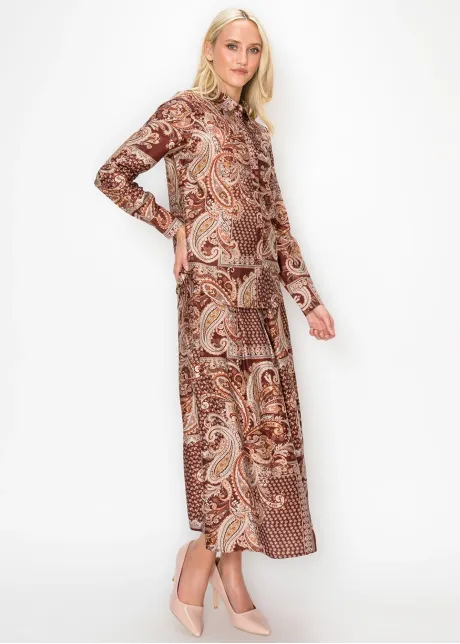Burgundy Paisley Print Shirt