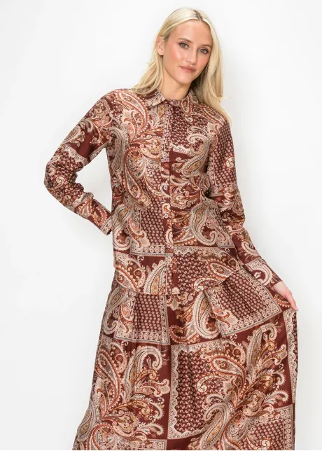 Burgundy Paisley Print Shirt