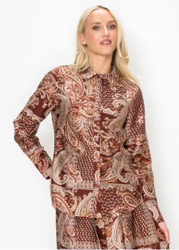 Burgundy Paisley Print Shirt