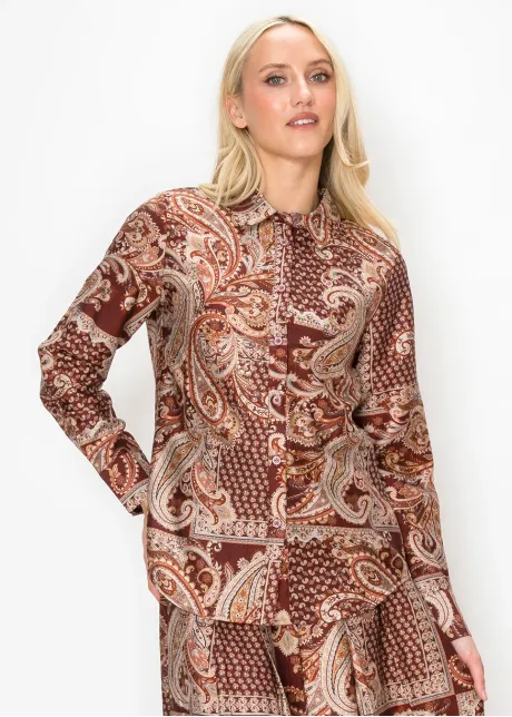 Burgundy Paisley Print Shirt