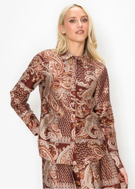 Burgundy Paisley Print Shirt