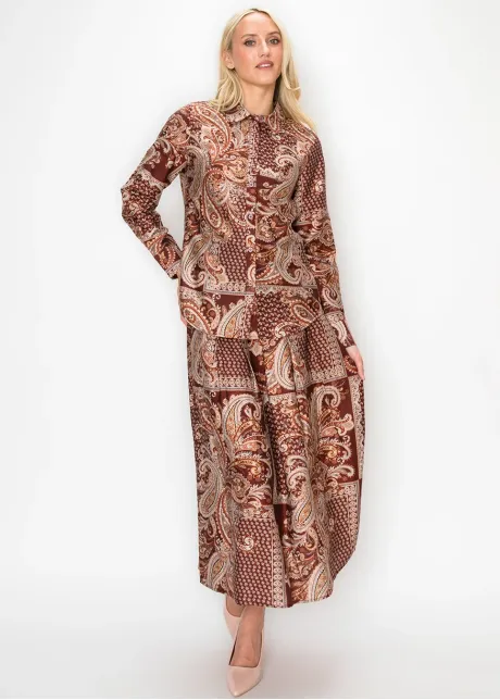 Burgundy Paisley Print Shirt