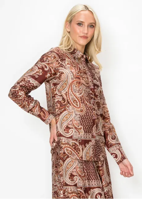 Burgundy Paisley Print Shirt