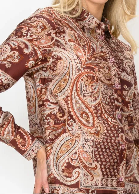Burgundy Paisley Print Shirt