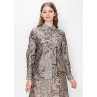 Paisley Print Button Down Shirt in Grey