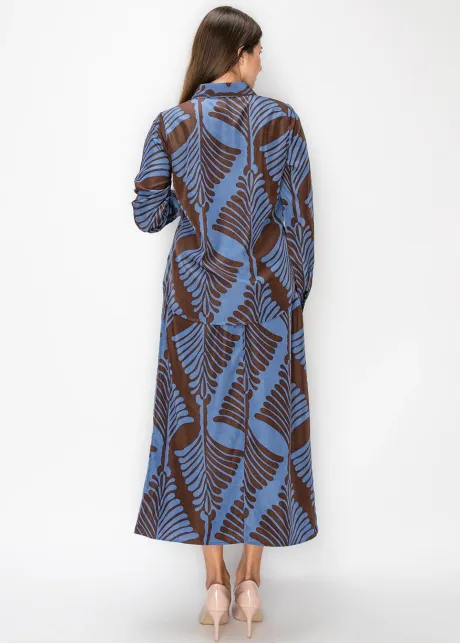 Blue and Brown Print Shirt
