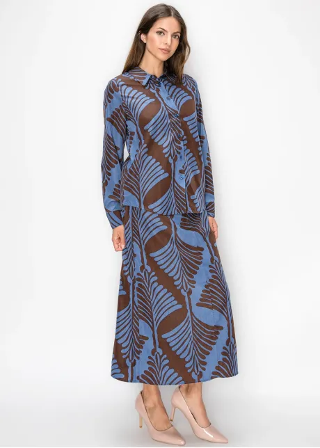 Blue and Brown Print Shirt