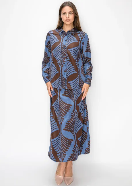 Blue and Brown Print Shirt