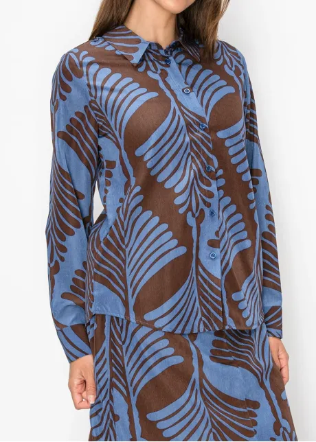 Blue and Brown Print Shirt