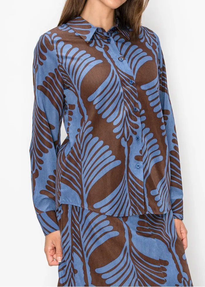 Blue and Brown Print Shirt