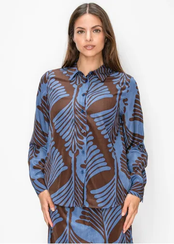 Blue and Brown Print Shirt