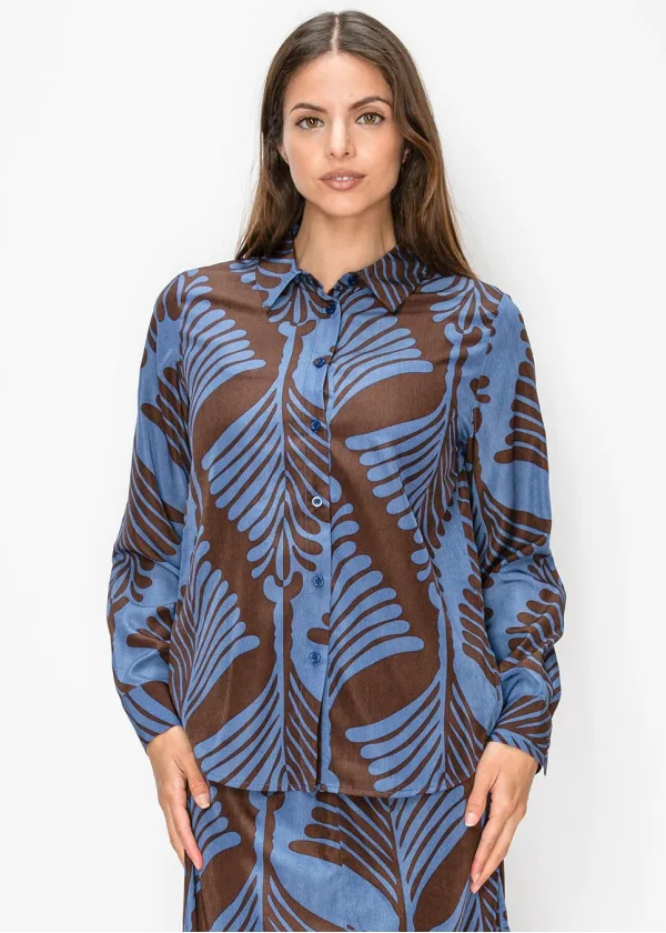 Blue and Brown Print Shirt