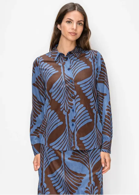 Blue and Brown Print Shirt