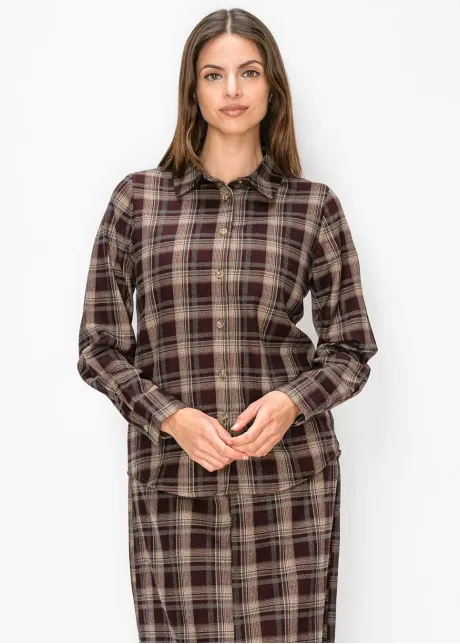 Burgundy Plaid Button Down Shirt