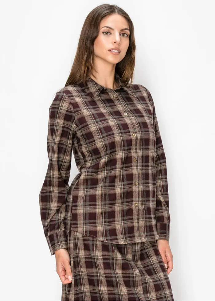 Burgundy Plaid Button Down Shirt
