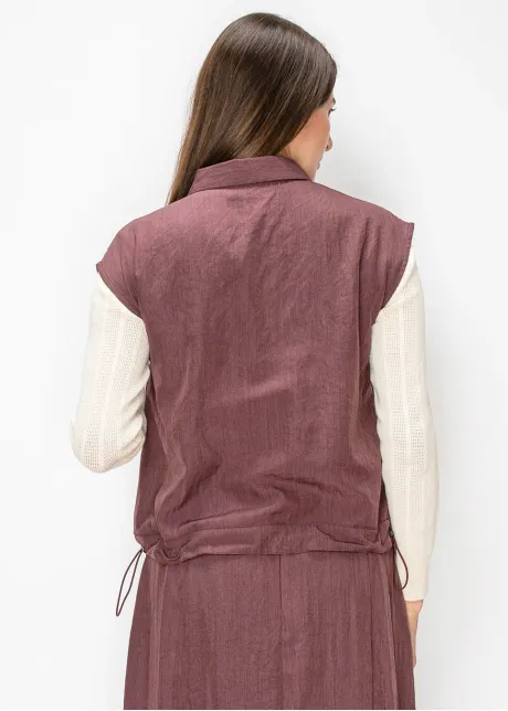 Purple Button-Front Vest with Flap Pockets